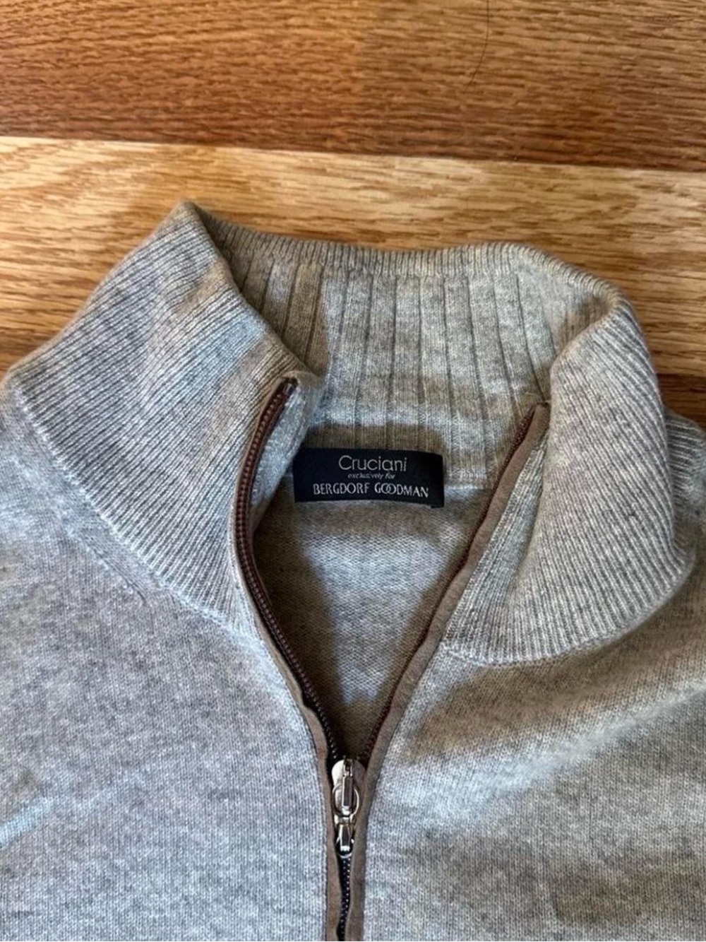 Cruciani Men's Light Gray Quarter-Zip Sweater - Picture 2 of 8